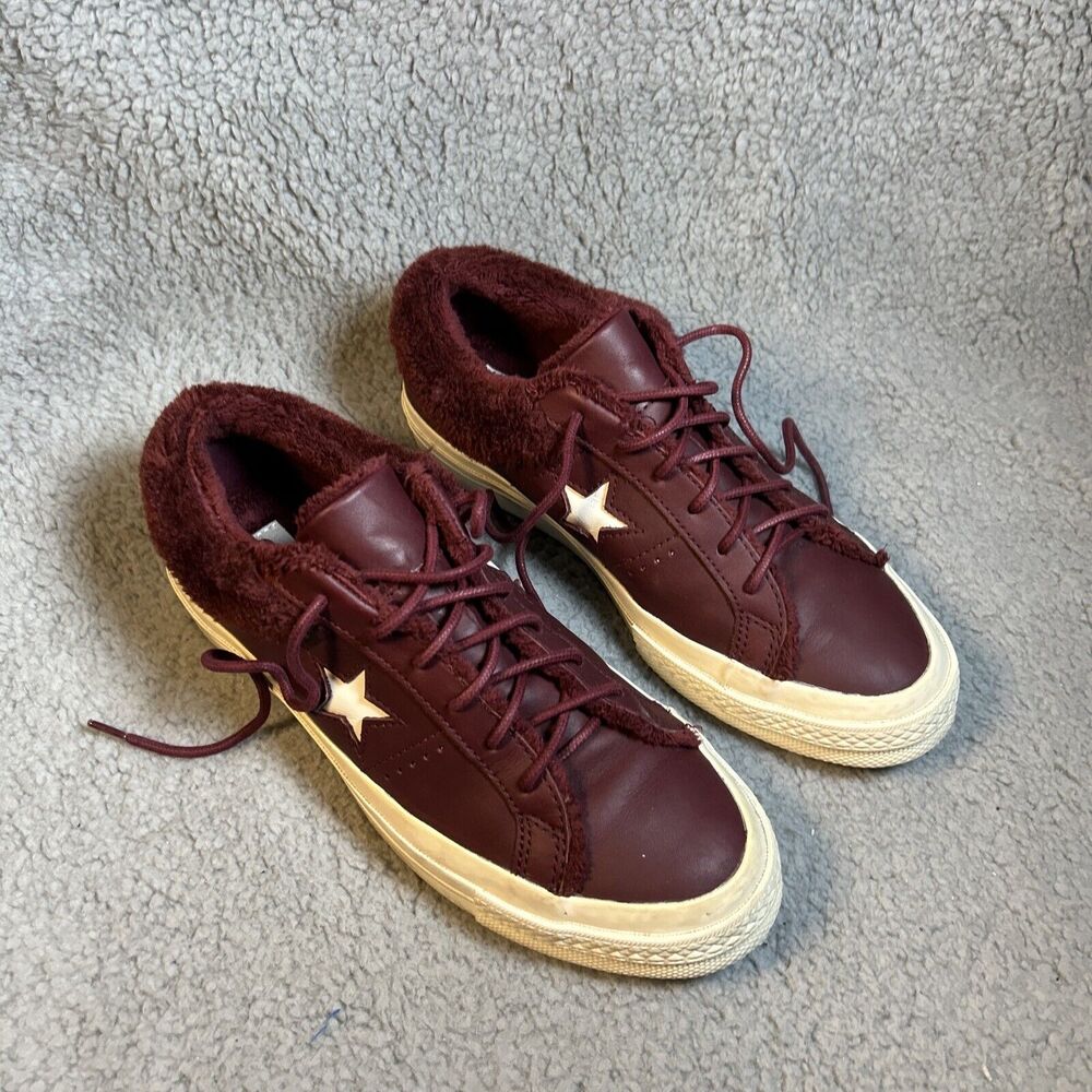 CONVERSE Unisex 1 Star Oxford Leather Fur Lined Sneakers, US W 7.5 M 5.5 - Picture 2 of 11